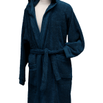 Premium Szlafrok Mikropamuk z kapturem, 450g – 100% Bawełna, Ciemnoniebieski