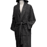 Luksusowy 380g Szlafrok z kapturem, 100% Bawełna – Szary
